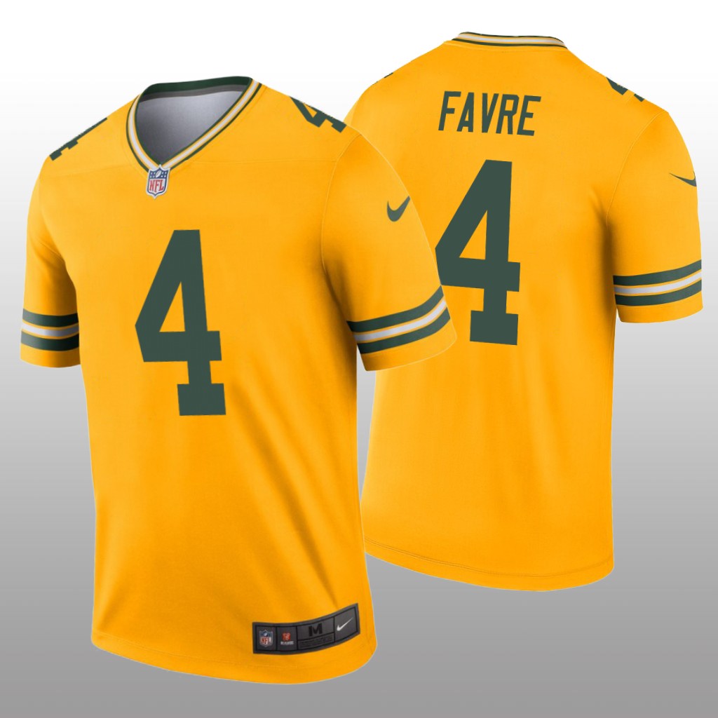 Green Bay Packers Brett Favre Gold Jersey Inverted Legend - Men's