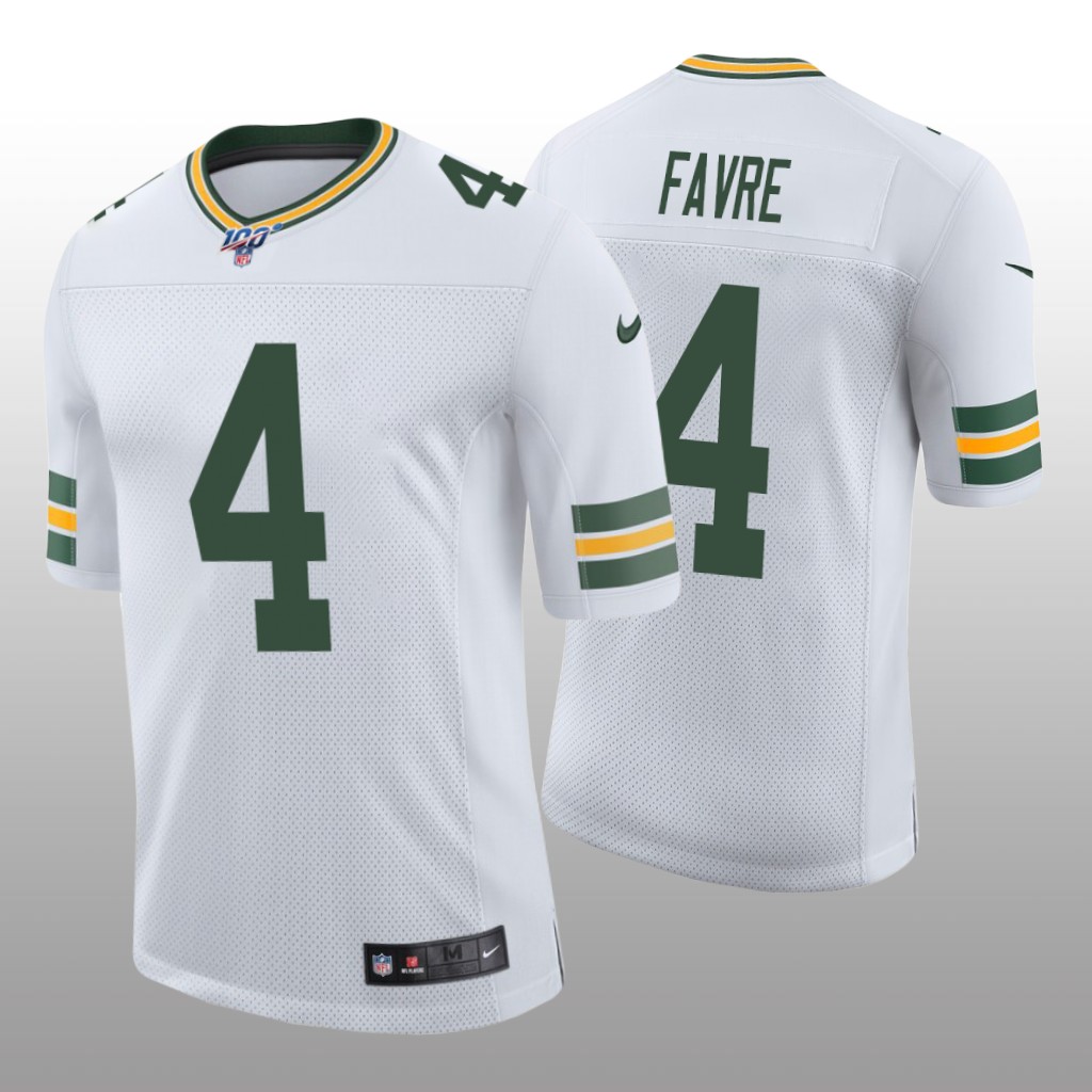 Green Bay Packers Brett Favre White Vapor Limited Jersey 100th Season - Men's