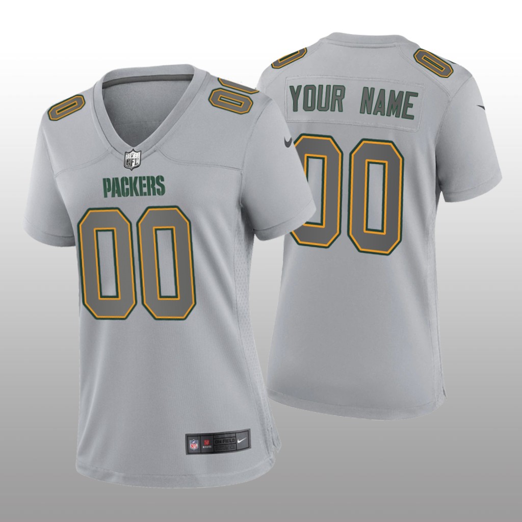 Green Bay Packers Custom Gray Jersey Atmosphere Fashion Game - Women's