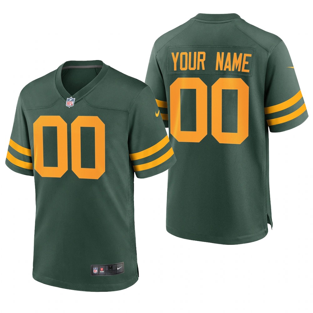 Green Bay Packers Custom Green Jersey Alternate Game - Men's