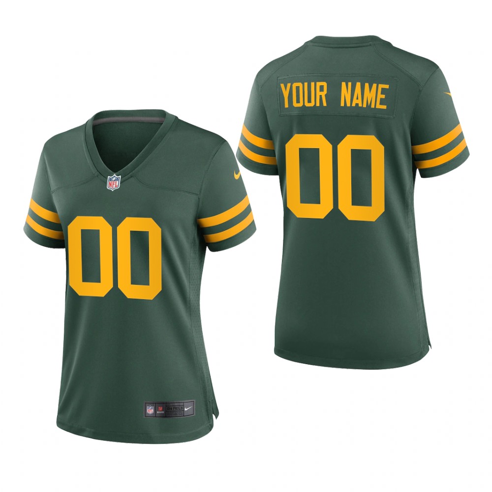 Green Bay Packers Custom Green Jersey Alternate Game - Women's