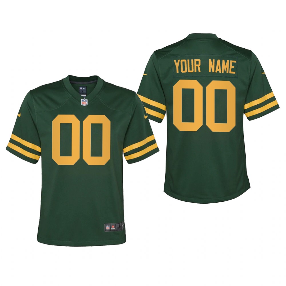 Green Bay Packers Custom Green Jersey Alternate Game - Youth