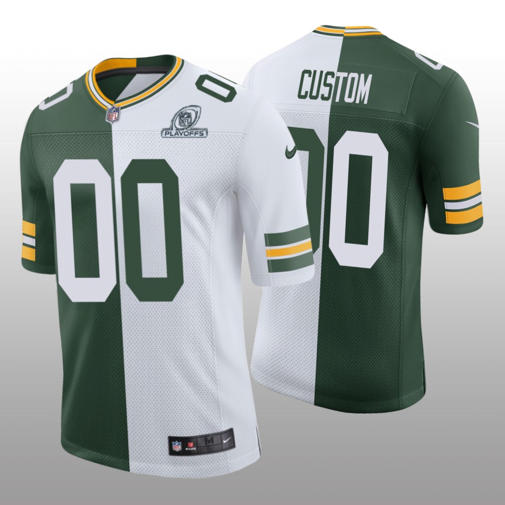 Green Bay Packers Custom Green White Split 2020 NFL Playoffs - Men's