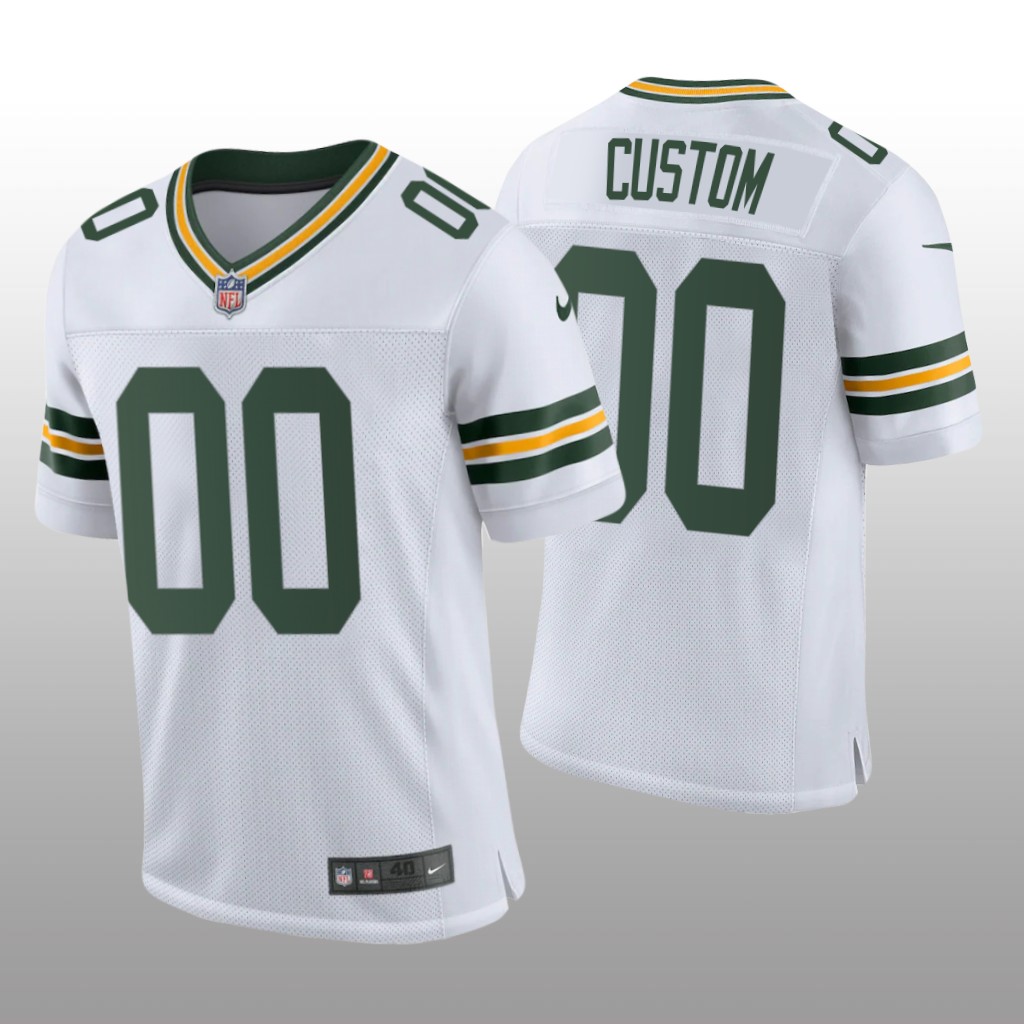 Green Bay Packers Custom White Jersey Classic Vapor Elite Men's