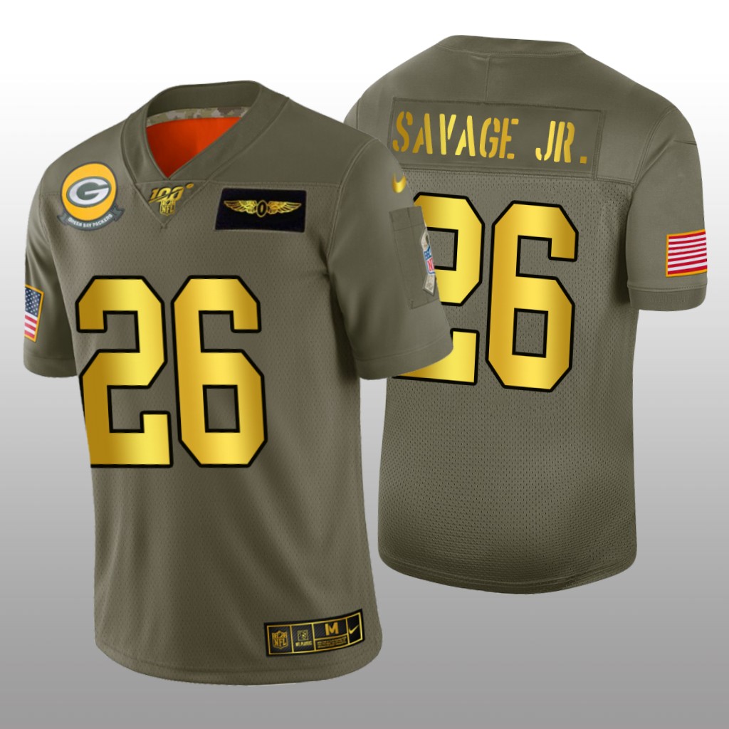 Green Bay Packers Darnell Savage Jr. Olive Golden NFL 100 Jersey 2019 Salute to Service - Men's