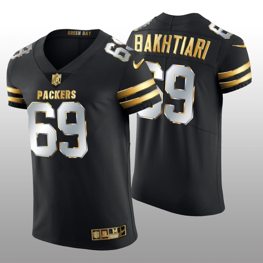 Green Bay Packers David Bakhtiari Black Elite Jersey Golden Edition Men's