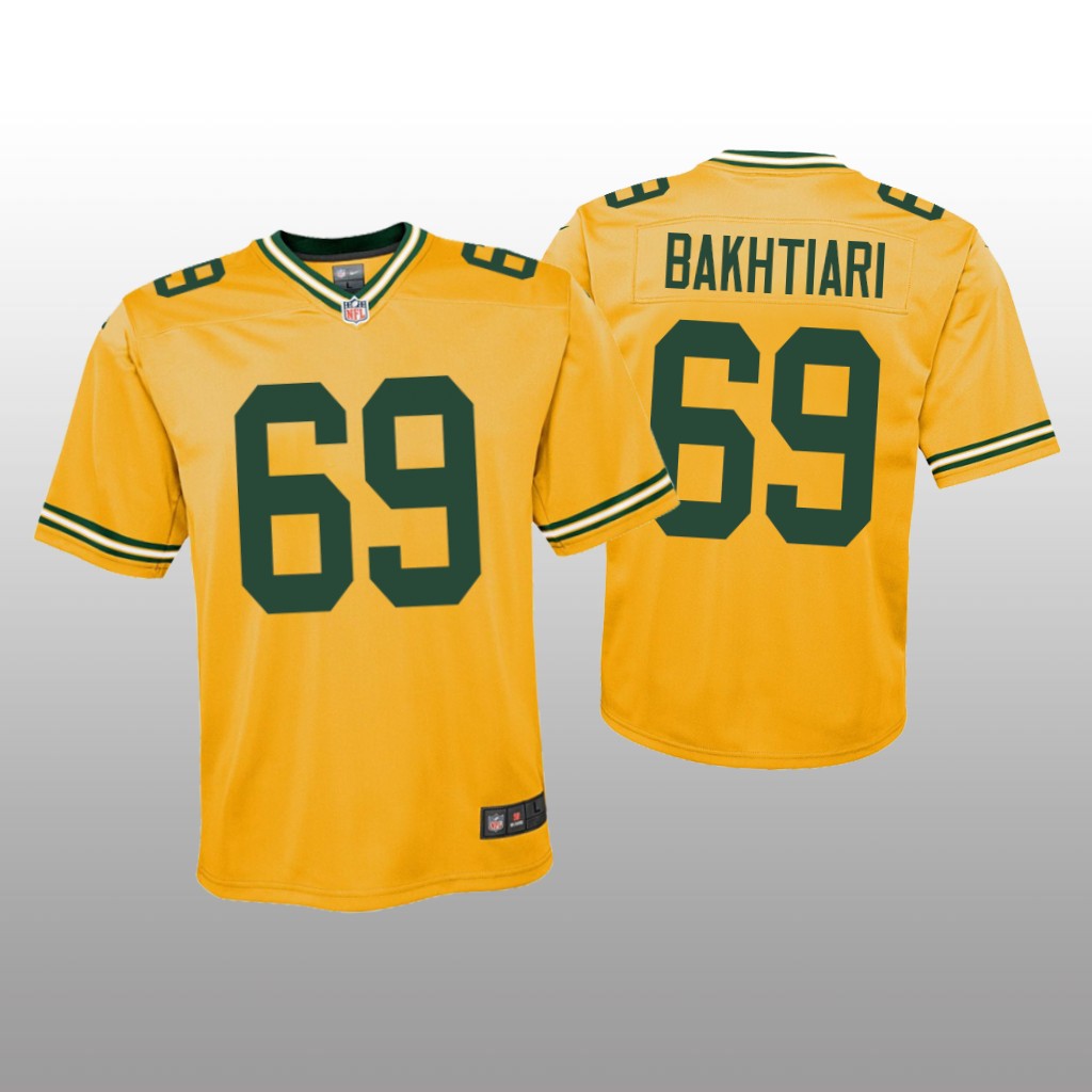 Green Bay Packers David Bakhtiari Gold Jersey Inverted Game - Youth