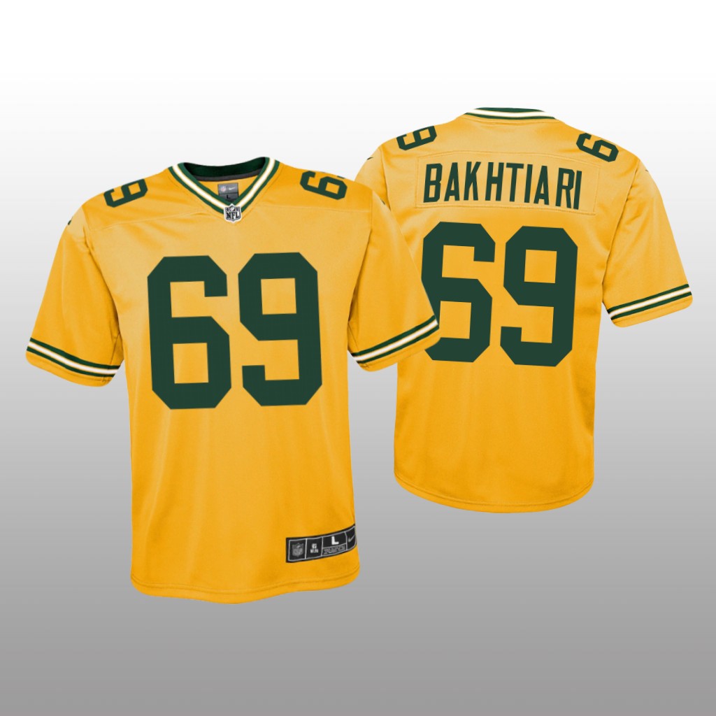 Green Bay Packers David Bakhtiari Gold Jersey Inverted Game - Youth
