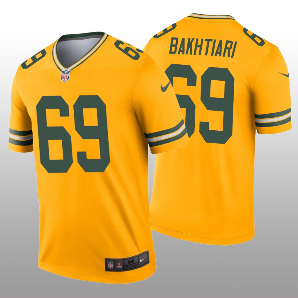 Green Bay Packers David Bakhtiari Gold Jersey Inverted Legend - Men's