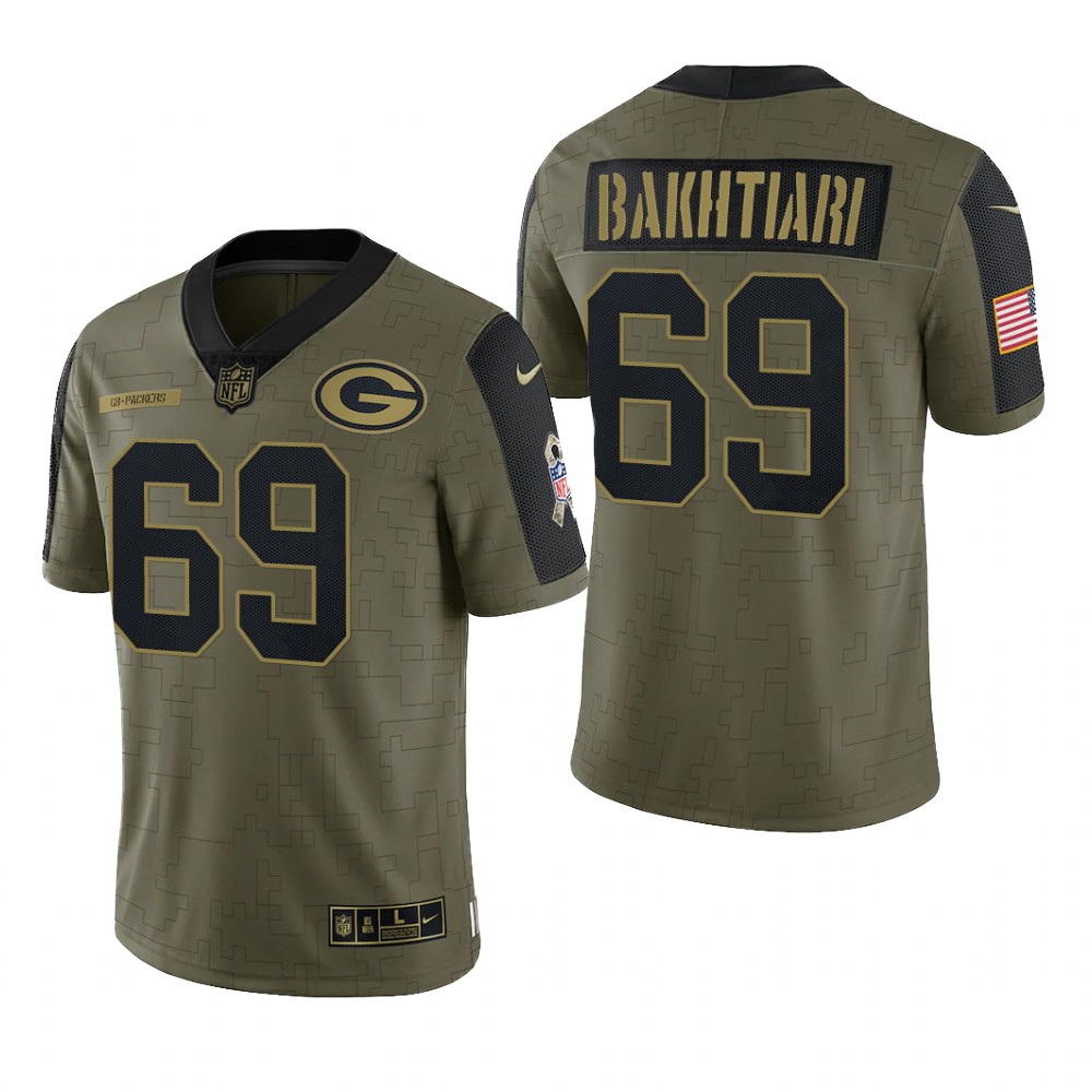 Green Bay Packers David Bakhtiari Olive Limited Jersey 2021 Salute To Service - Men's