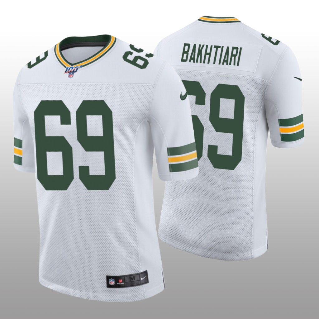Green Bay Packers David Bakhtiari White Vapor Limited Jersey 100th Season - Men's