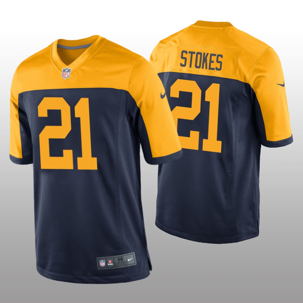 Green Bay Packers Eric Stokes Navy Jersey Throwback Game - Men's