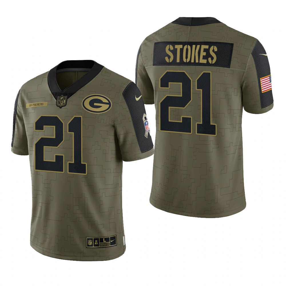 Green Bay Packers Eric Stokes Olive Limited Jersey 2021 Salute To Service - Men's
