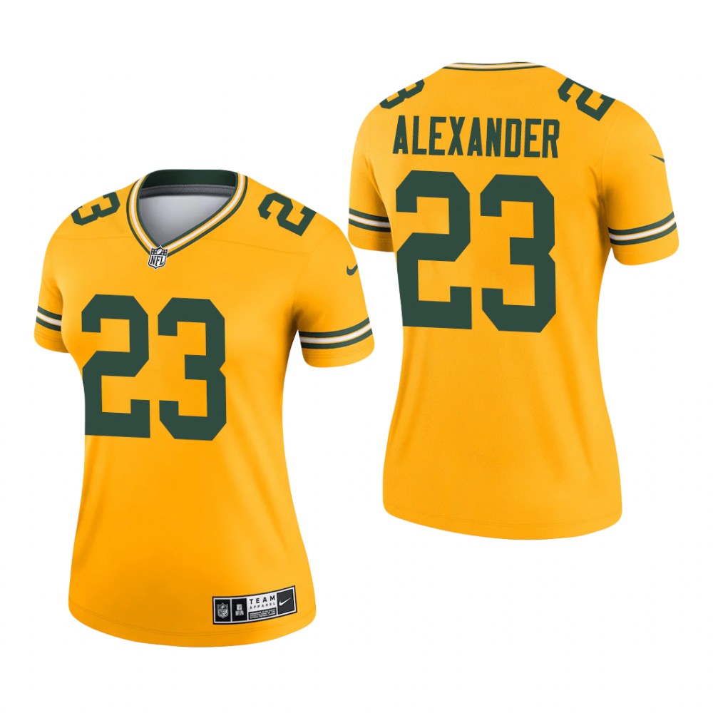Green Bay Packers Jaire Alexander Gold Jersey Inverted Legend - Women's