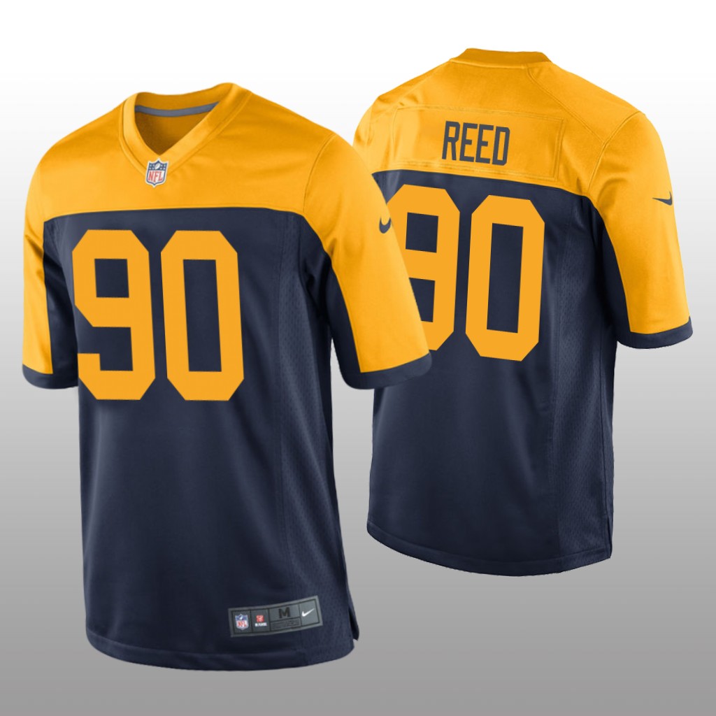 Green Bay Packers Jarran Reed Navy Jersey Throwback Game - Men's
