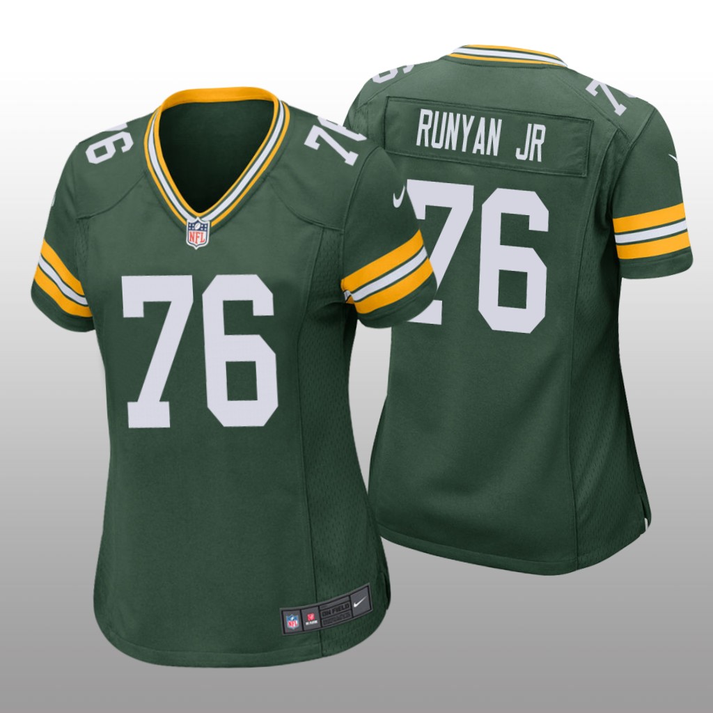 Green Bay Packers Jon Runyan Jr. Green Jersey Game - Women's