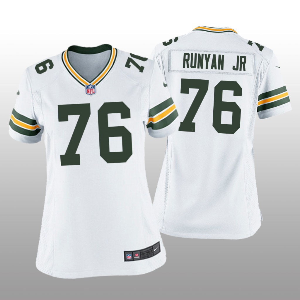 Green Bay Packers Jon Runyan Jr. White Jersey Game - Women's