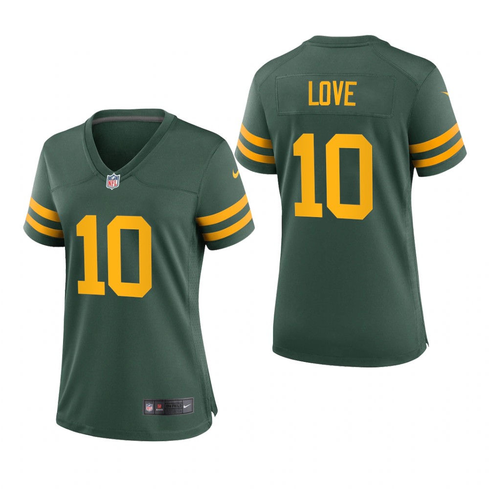 Green Bay Packers Jordan Love Green Jersey Alternate Game - Women's