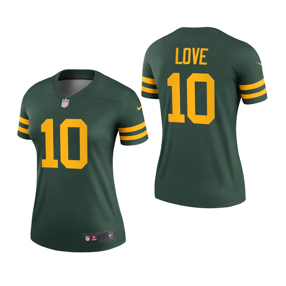 Green Bay Packers Jordan Love Green Jersey Alternate Legend - Women's