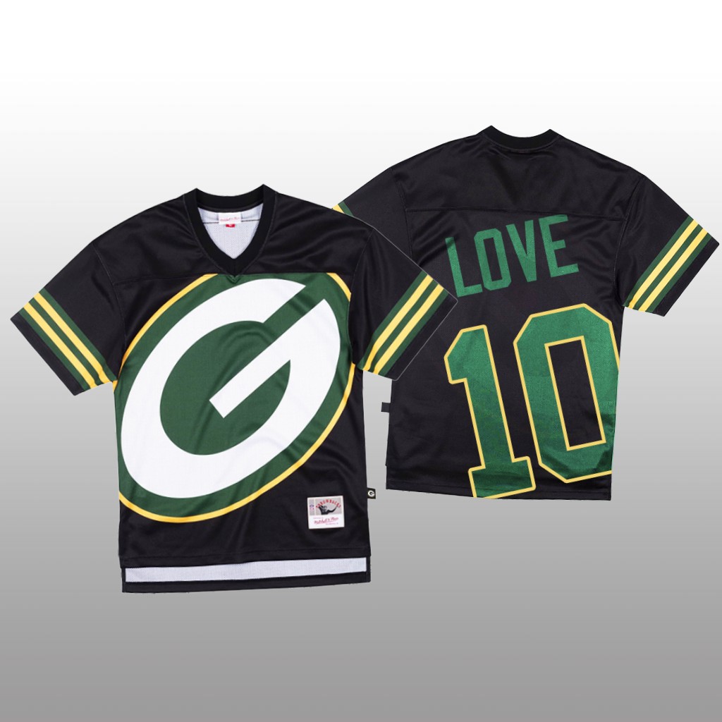 Green Bay Packers Jordan Love Mitchell & Ness Black Jersey Big Face - Men's