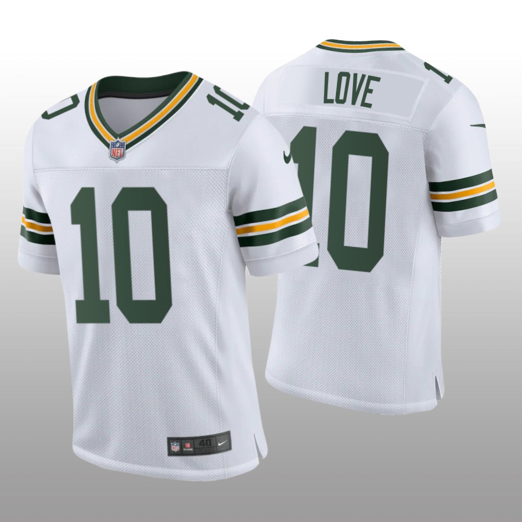 Green Bay Packers Jordan Love White Jersey Classic Vapor Elite Men's
