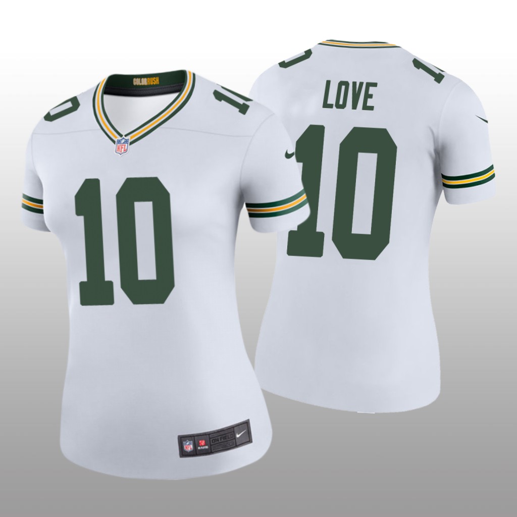 Green Bay Packers Jordan Love White Jersey Color Rush Legend - Women's