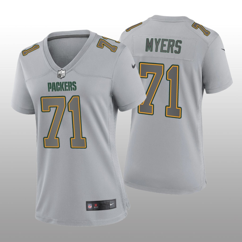 Green Bay Packers Josh Myers Gray Jersey Atmosphere Fashion Game - Women's