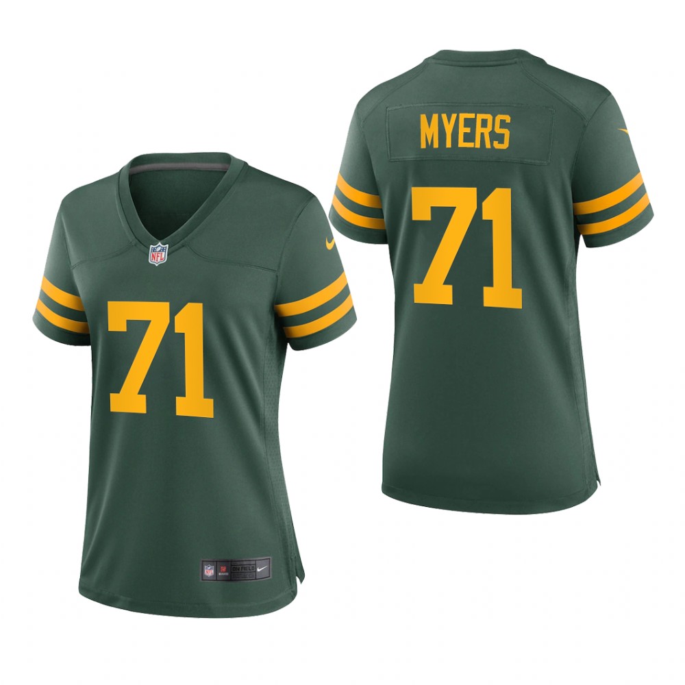 Green Bay Packers Josh Myers Green Jersey Alternate Game - Women's