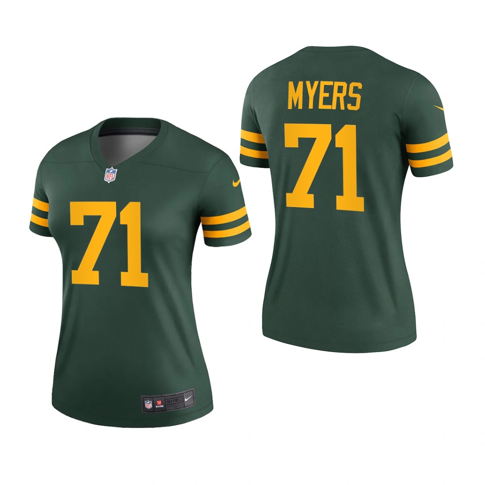Green Bay Packers Josh Myers Green Jersey Alternate Legend - Women's