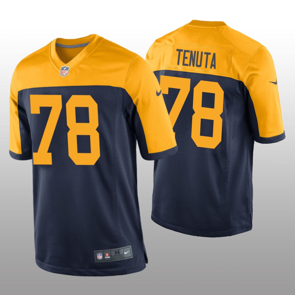 Green Bay Packers Luke Tenuta Navy Jersey Throwback Game - Men's