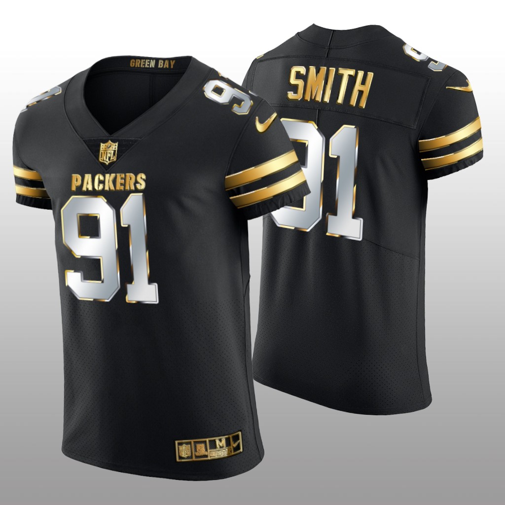 Green Bay Packers Preston Smith Black Elite Jersey Golden Edition Men's