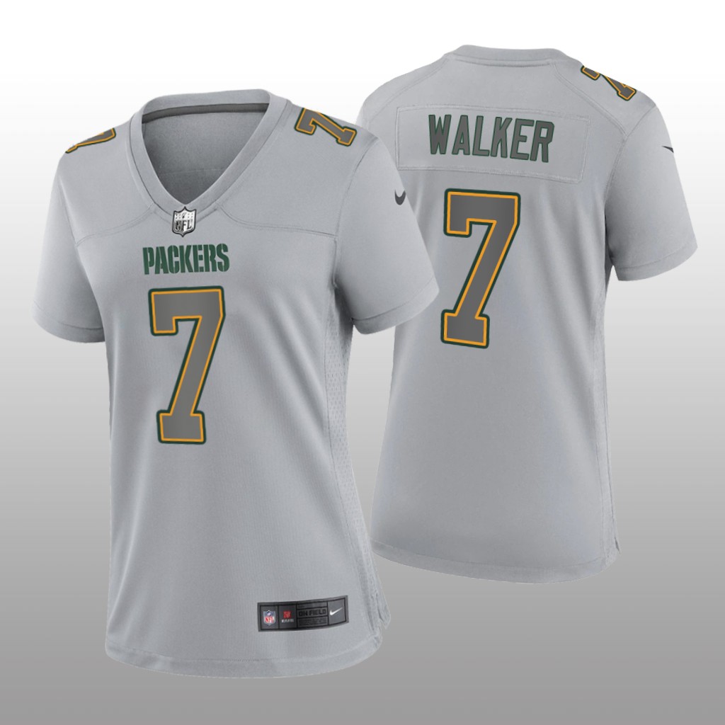 Green Bay Packers Quay Walker Gray Jersey Atmosphere Fashion Game - Women's