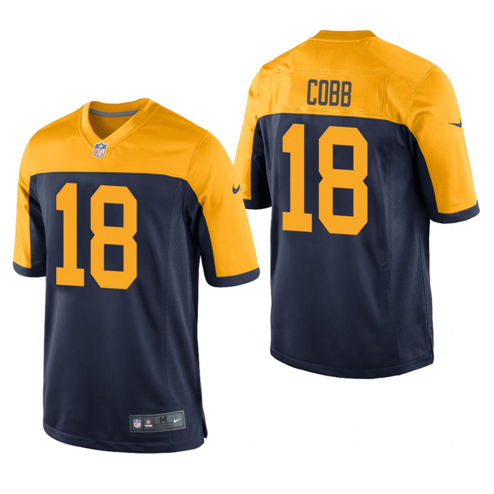 Green Bay Packers Randall Cobb Navy Jersey Throwback Game - Men's