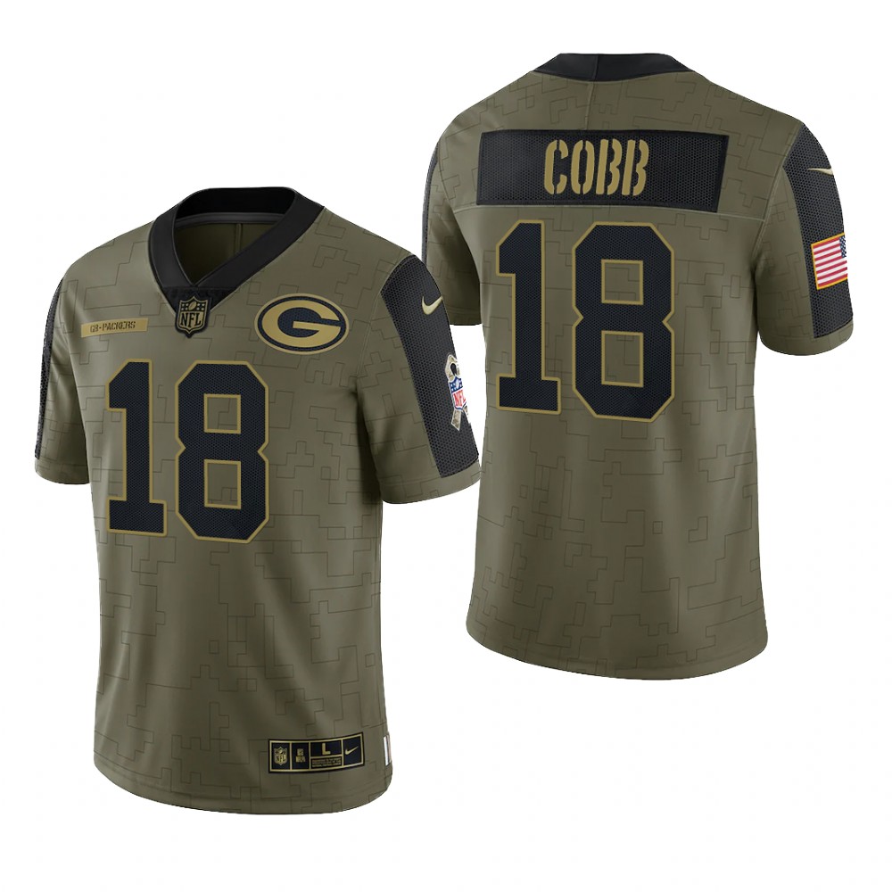 Green Bay Packers Randall Cobb Olive Limited Jersey 2021 Salute To Service - Men's