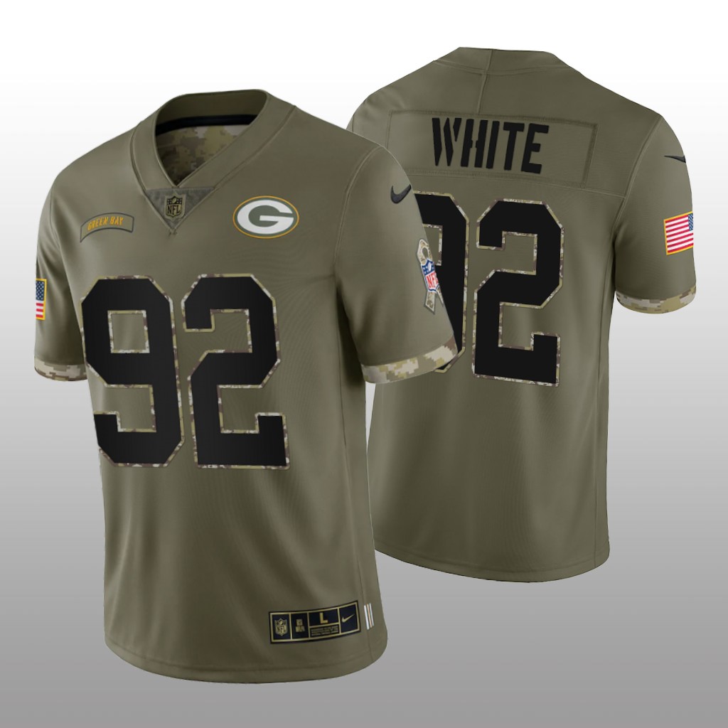Green Bay Packers Reggie White Olive Jersey 2022 Salute To Service - Men's