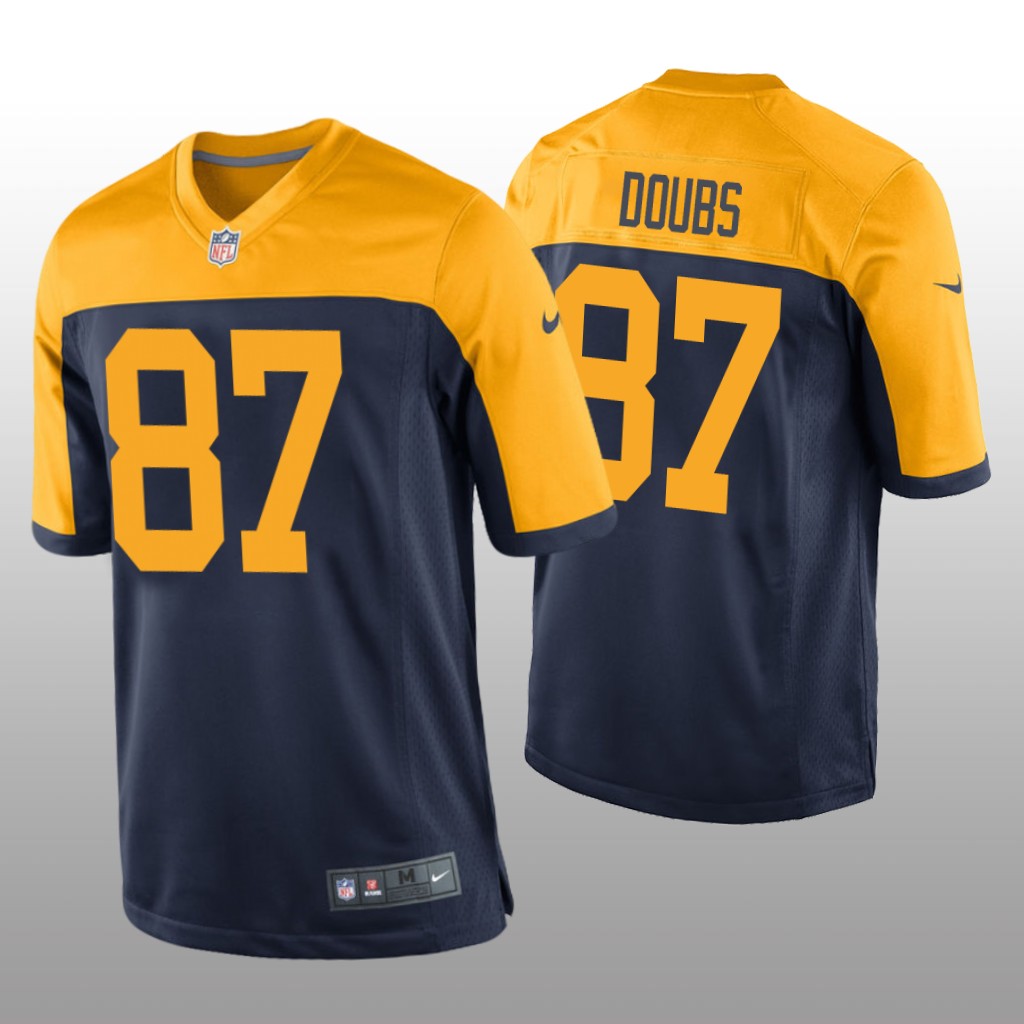 Green Bay Packers Romeo Doubs Navy Jersey Throwback Game - Men's