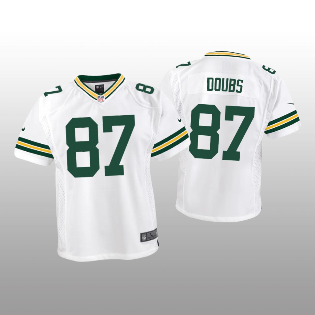 Green Bay Packers Romeo Doubs White Jersey Game - Youth