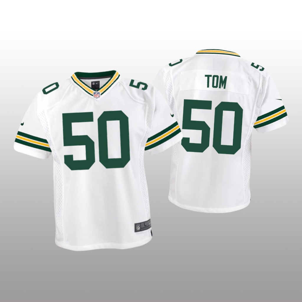 Green Bay Packers Zach Tom White Jersey Game - Youth