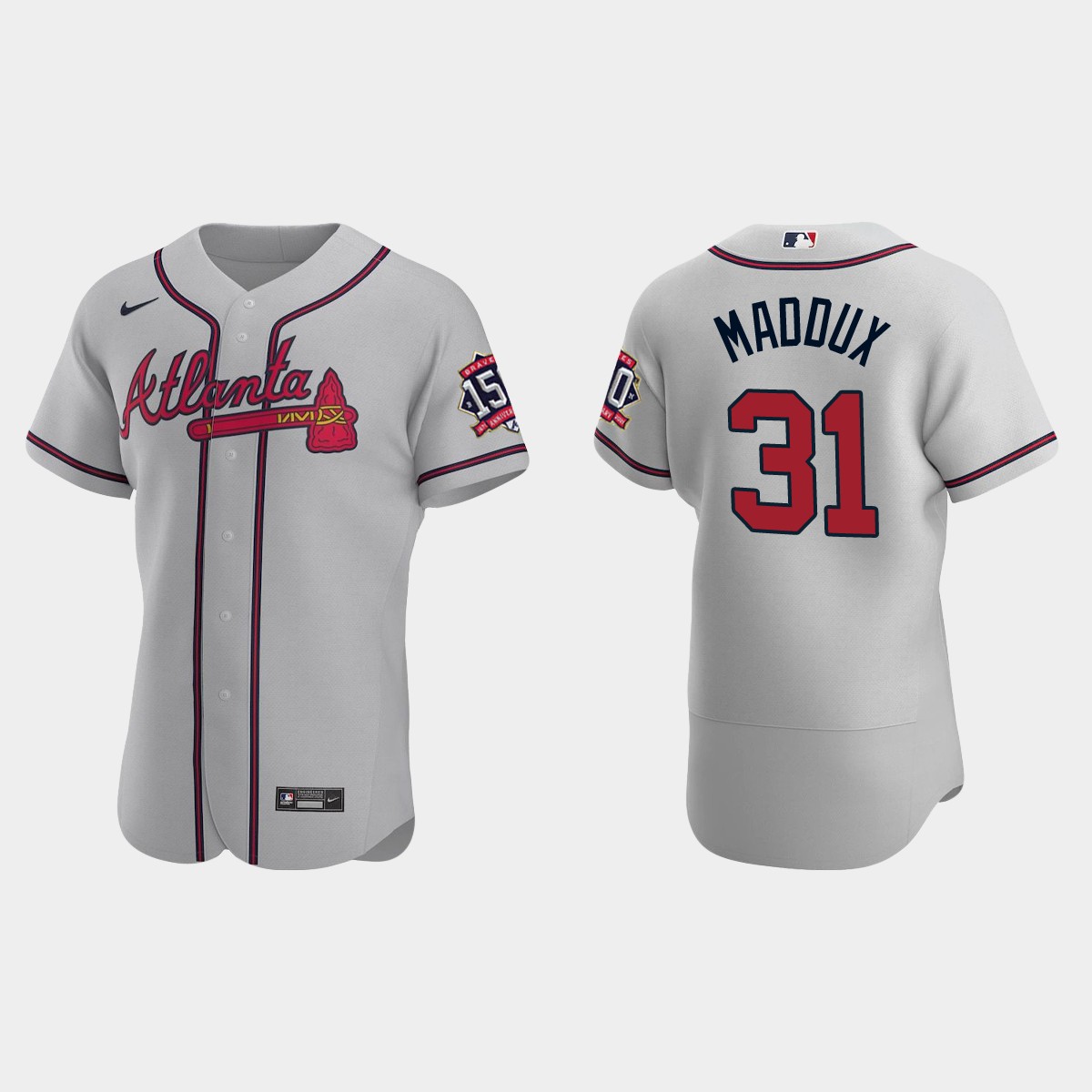 Greg Maddux Atlanta Braves 150th Anniversary World Series Jersey - Gray