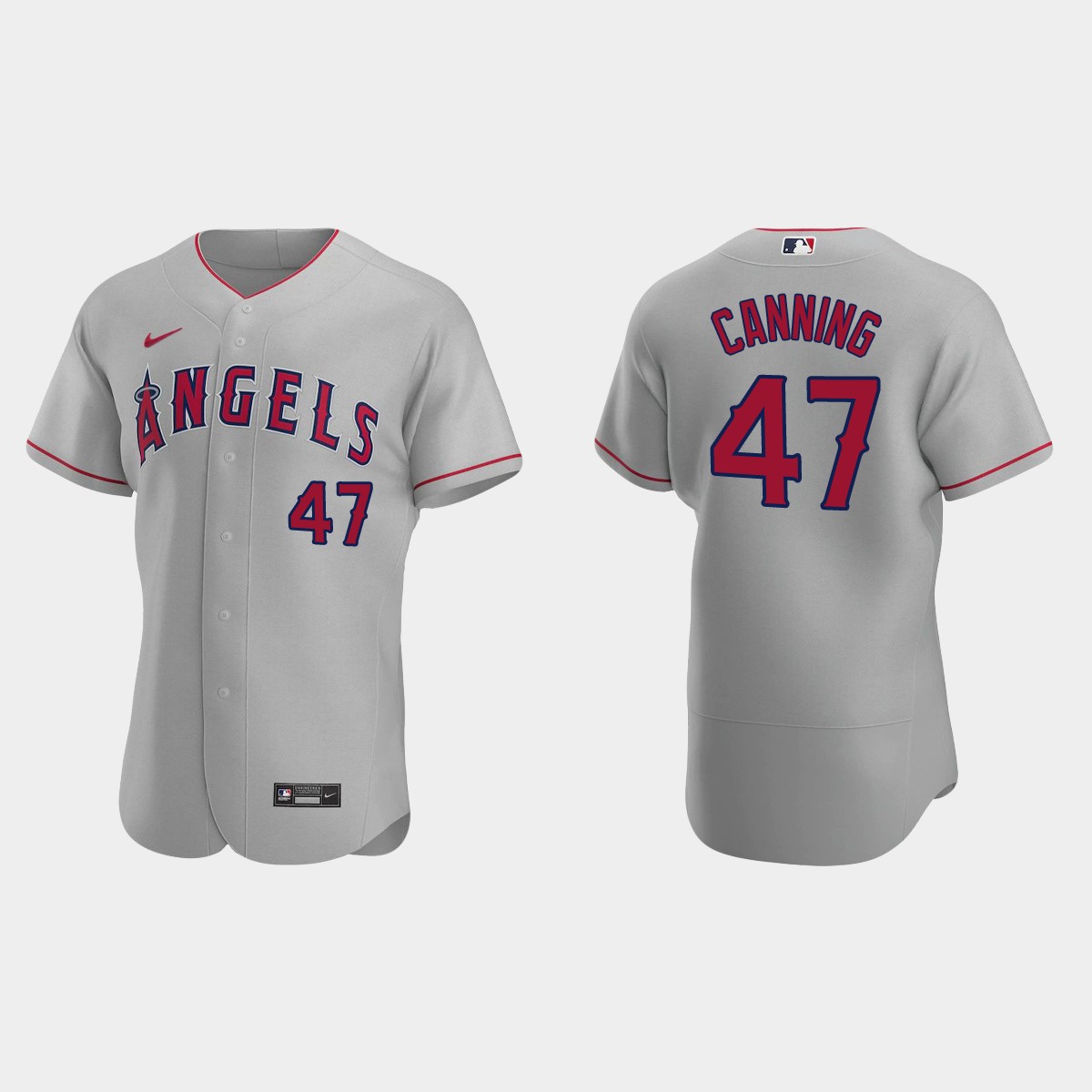 Griffin Canning #47 Los Angeles Angels Road Jersey - Gray