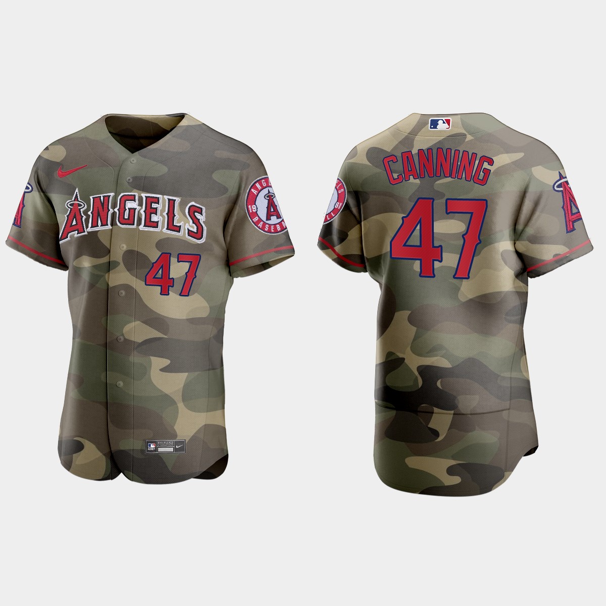 Griffin Canning Los Angeles Angels 2021 National Armed Forces Day Jersey - Camo