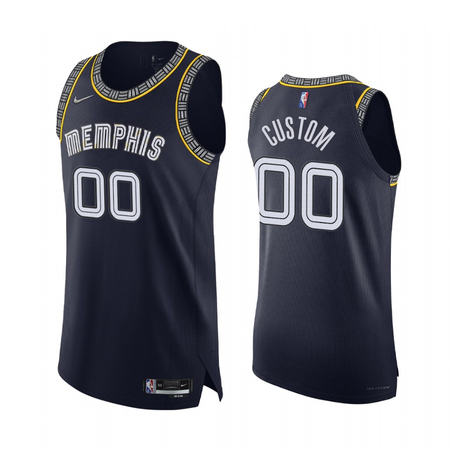 Grizzlies #00 Custom Navy Jersey 75th Season City Edition 2021-22