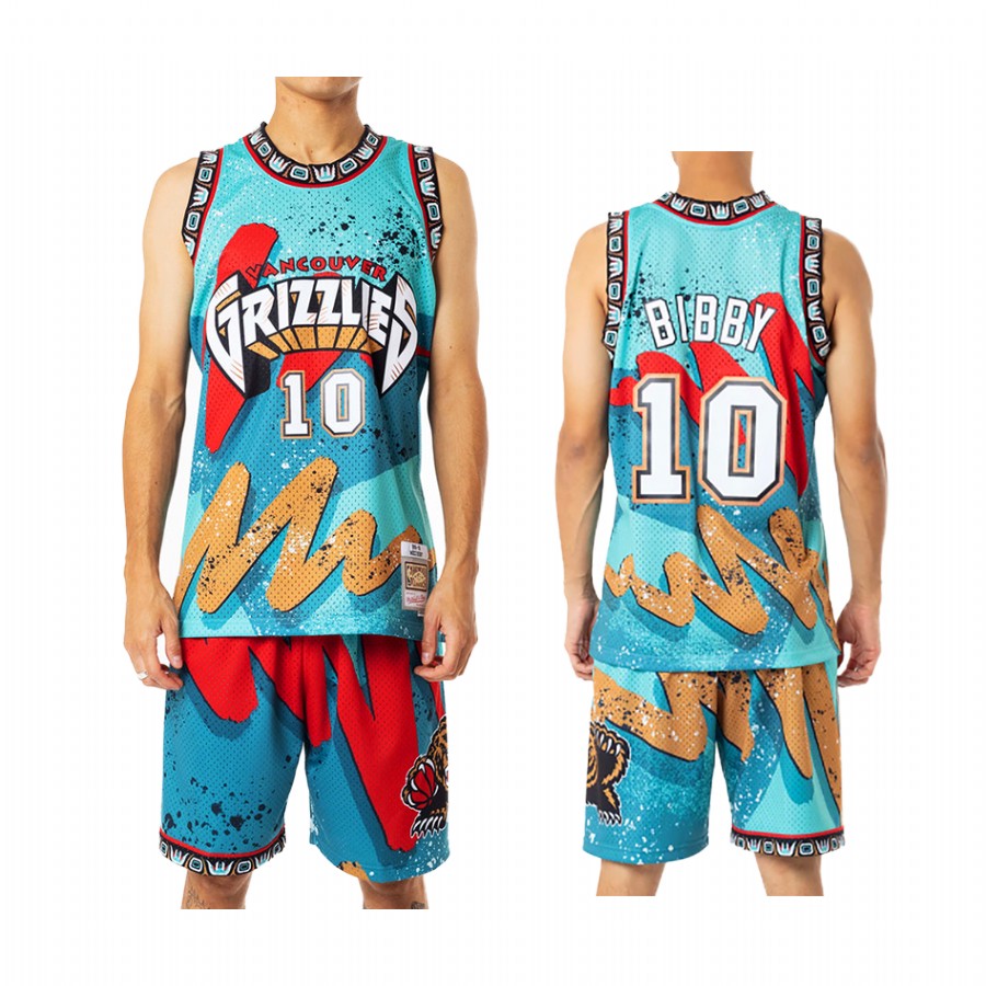 Grizzlies #10 Mike Bibby Hyper Hoop Teal Jersey Throwback Shorts Set