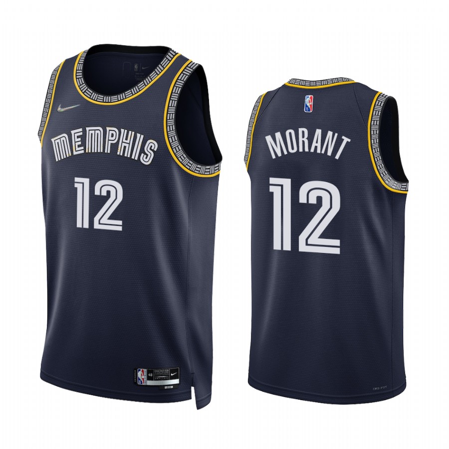 Grizzlies Ja Morant 75th Diamond Anniversary Navy #12 Jersey 2021-22