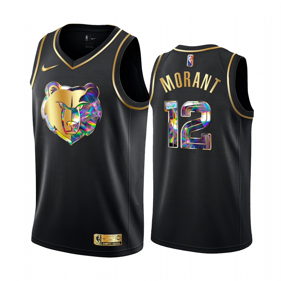 Grizzlies Ja Morant Diamond Logo Black 2021-22 Jersey NBA 75th Season