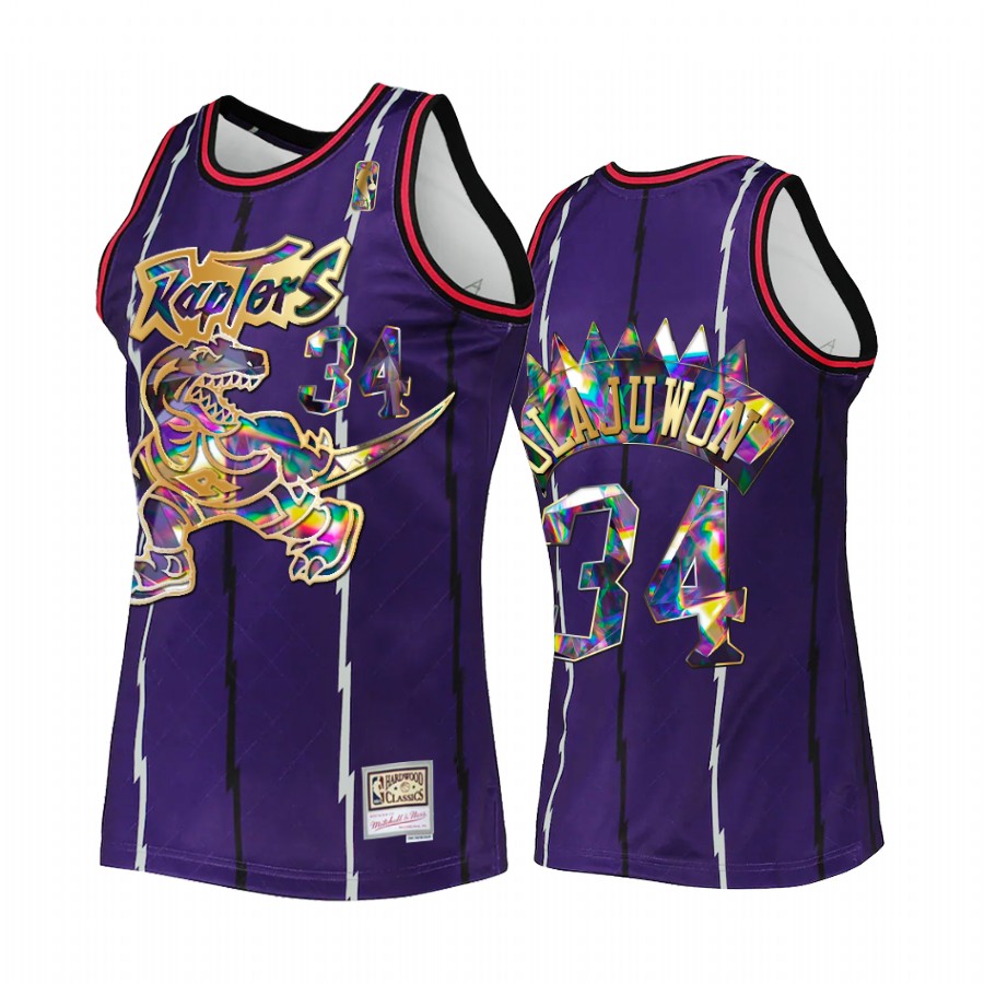 Hakeem Olajuwon #34 Toronto Raptors NBA 75th Diamond Badge Purple Throwback Jersey