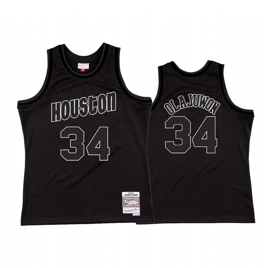 Hakeem Olajuwon 34 Houston Rockets NBA 75 Team Black Jersey Throwback 1993