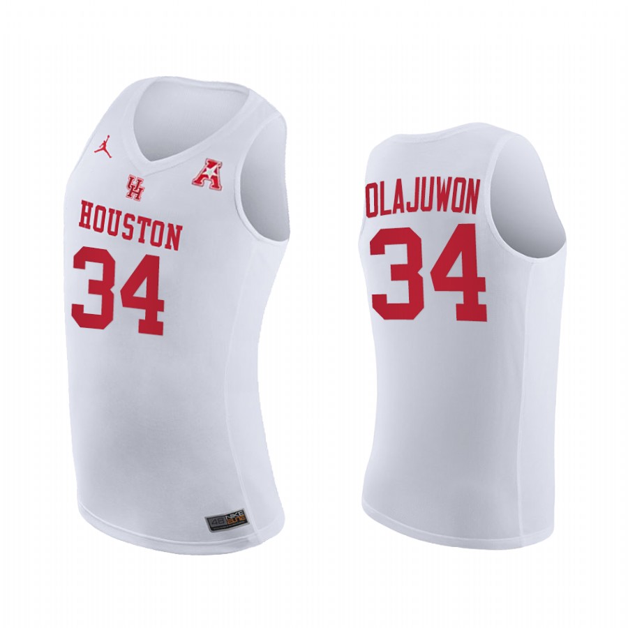 Hakeem Olajuwon Houston Cougars White Jersey Home 2021 March Madness
