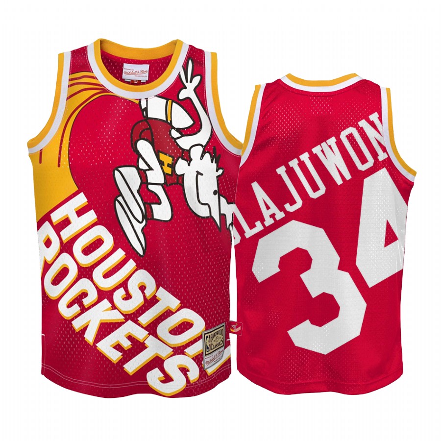 Hakeem Olajuwon Houston Rockets Hardwood Classics Red Big Face2.0 Men Jersey