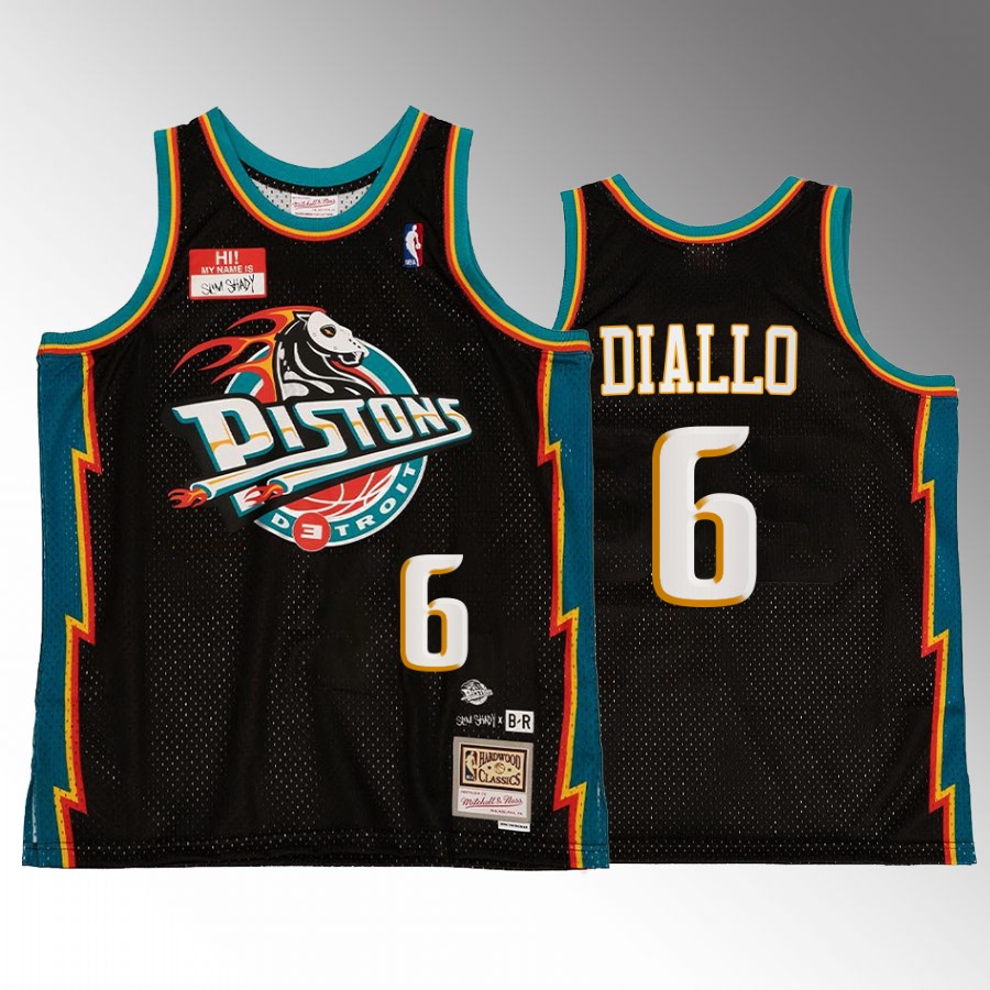 Hamidou Diallo #6 Detroit Pistons Bleacher Remix Black Hardwood Classics Jersey